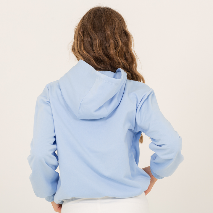 HOODIE PARA NIÑAS CON DISEÑO EN APLIQUES - AZUL