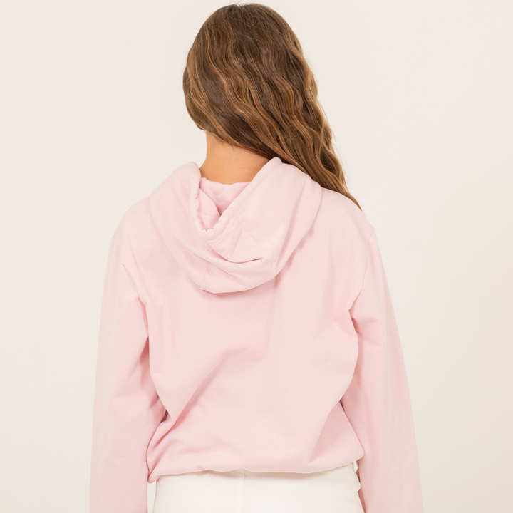 Hoodie para niñas con diseño en apliques -Rosado