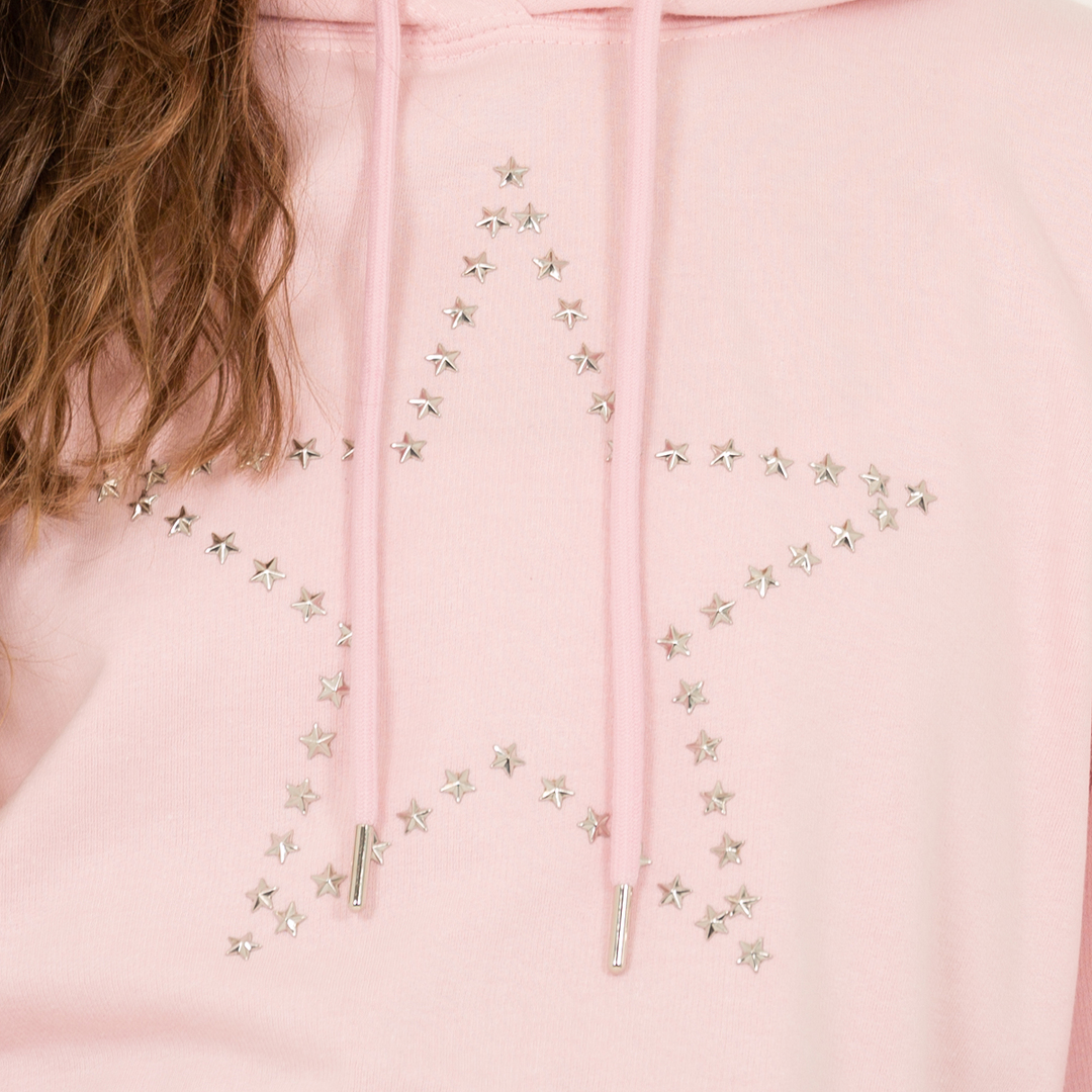 Hoodie para niñas con diseño en apliques -Rosado