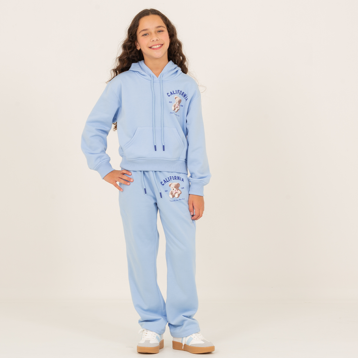 Hoodie para niñas con diseño estampado “california” - Azul