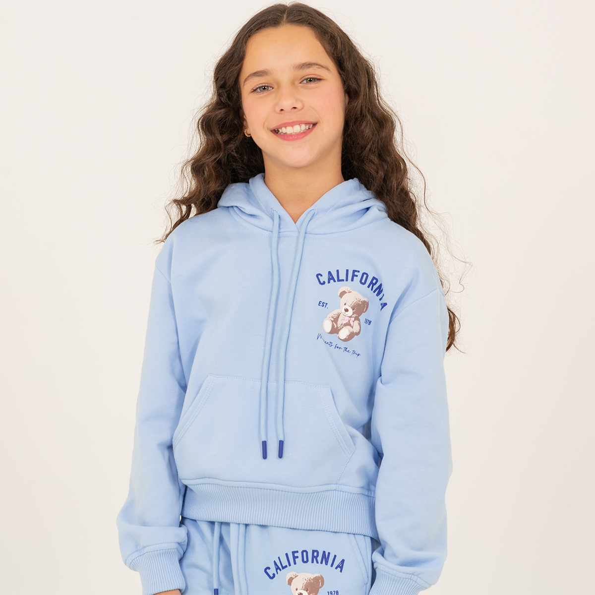Hoodie para niñas con diseño estampado “california” - Azul