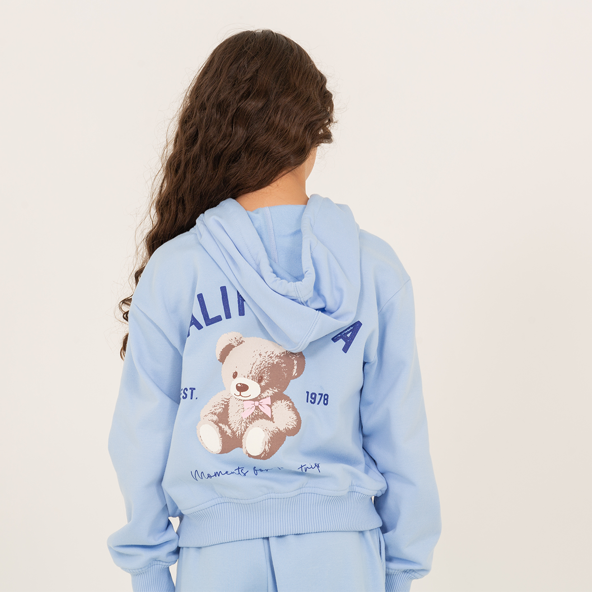 Hoodie para niñas con diseño estampado “california” - Azul