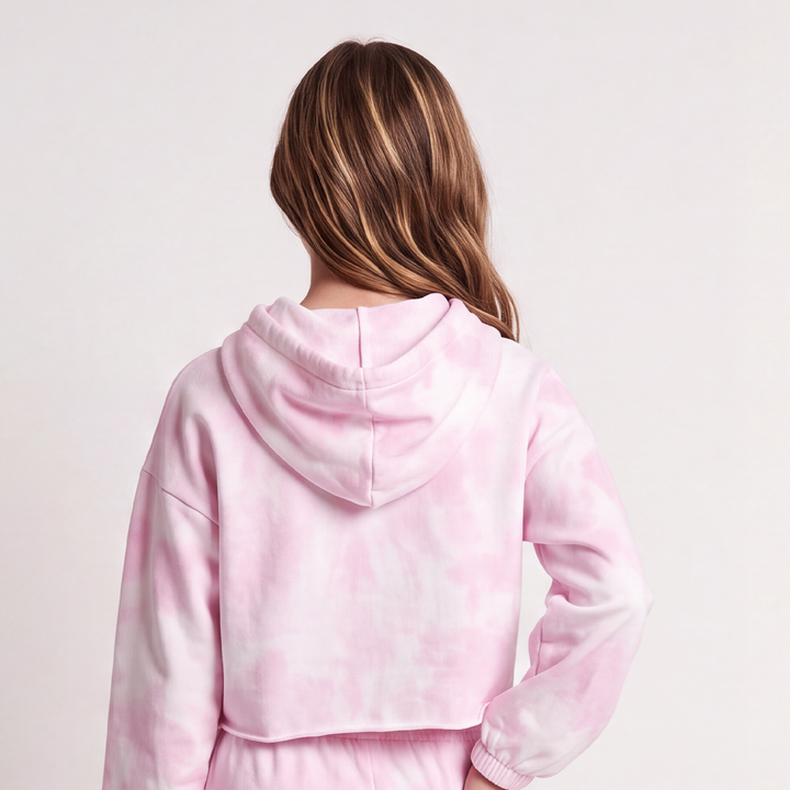Hoodie para niñas con diseño estampado - Rosado tie dye
