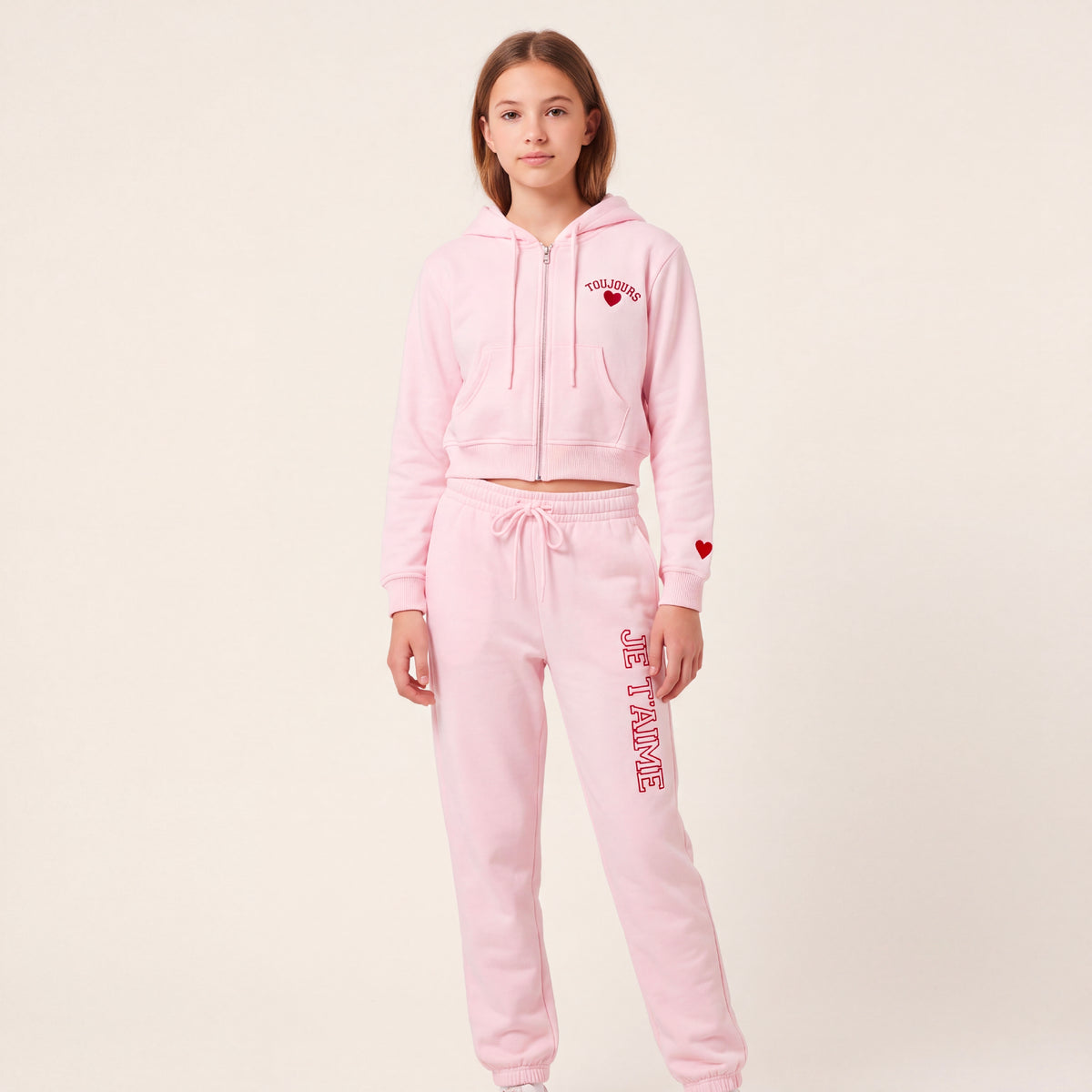 Hoodie para niñas con diseño bordado - Rosado