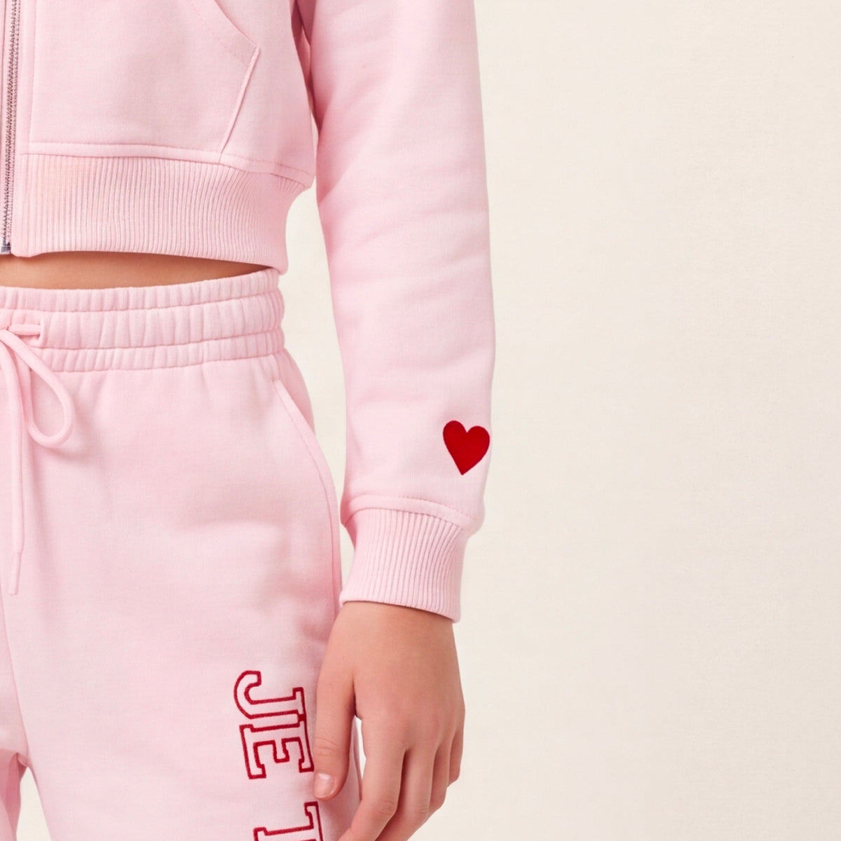 Hoodie para niñas con diseño bordado - Rosado
