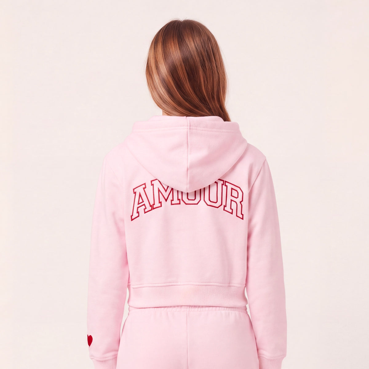 Hoodie para niñas con diseño bordado - Rosado