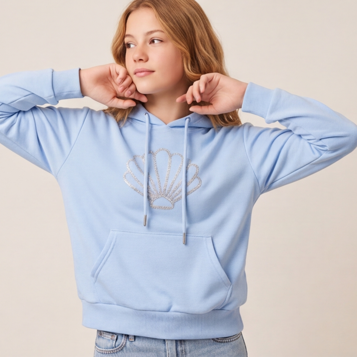 Hoodie para niñas con diseño en lentejuelas - Azul