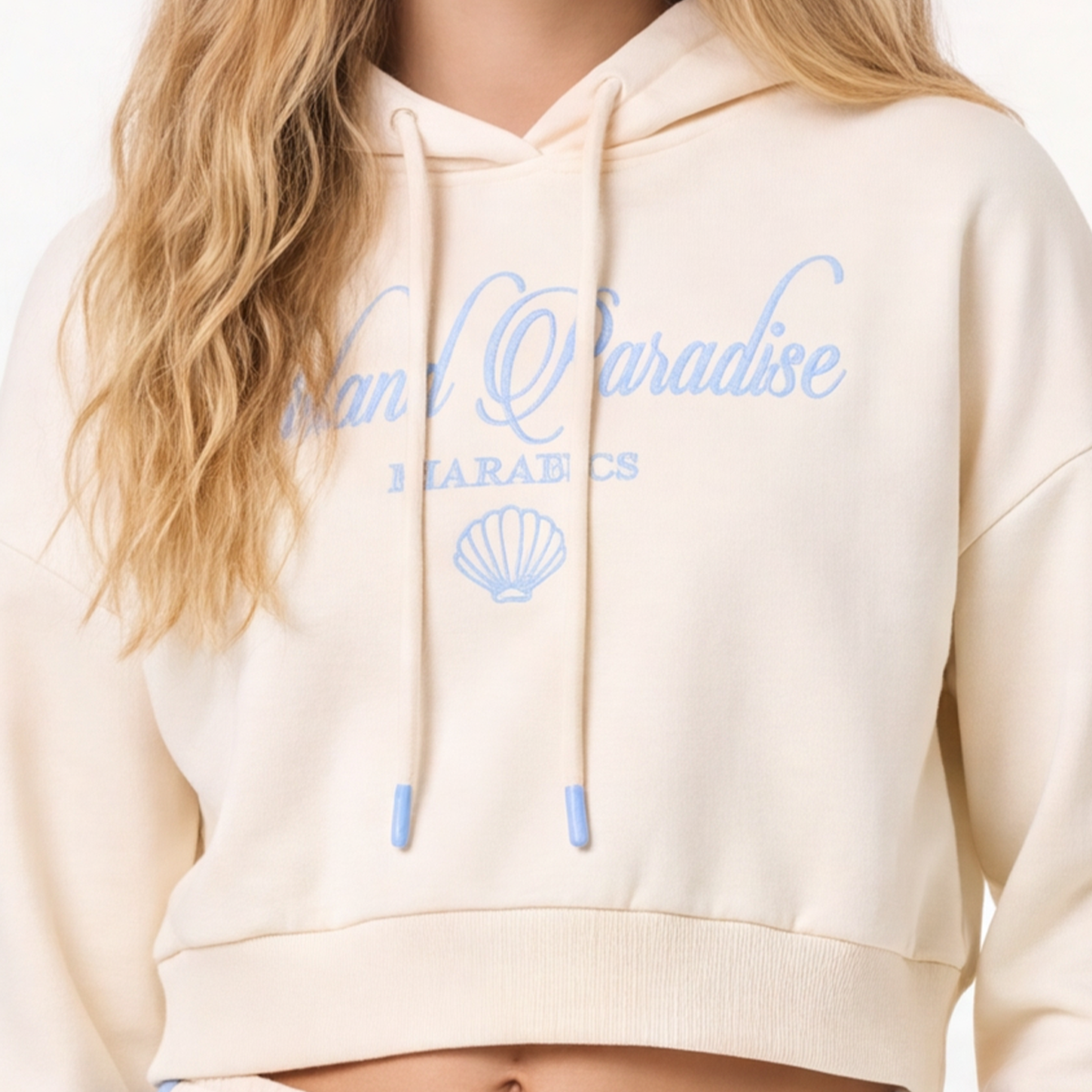 Hoodie para niñas con diseño bordado Island Paradise – Off white