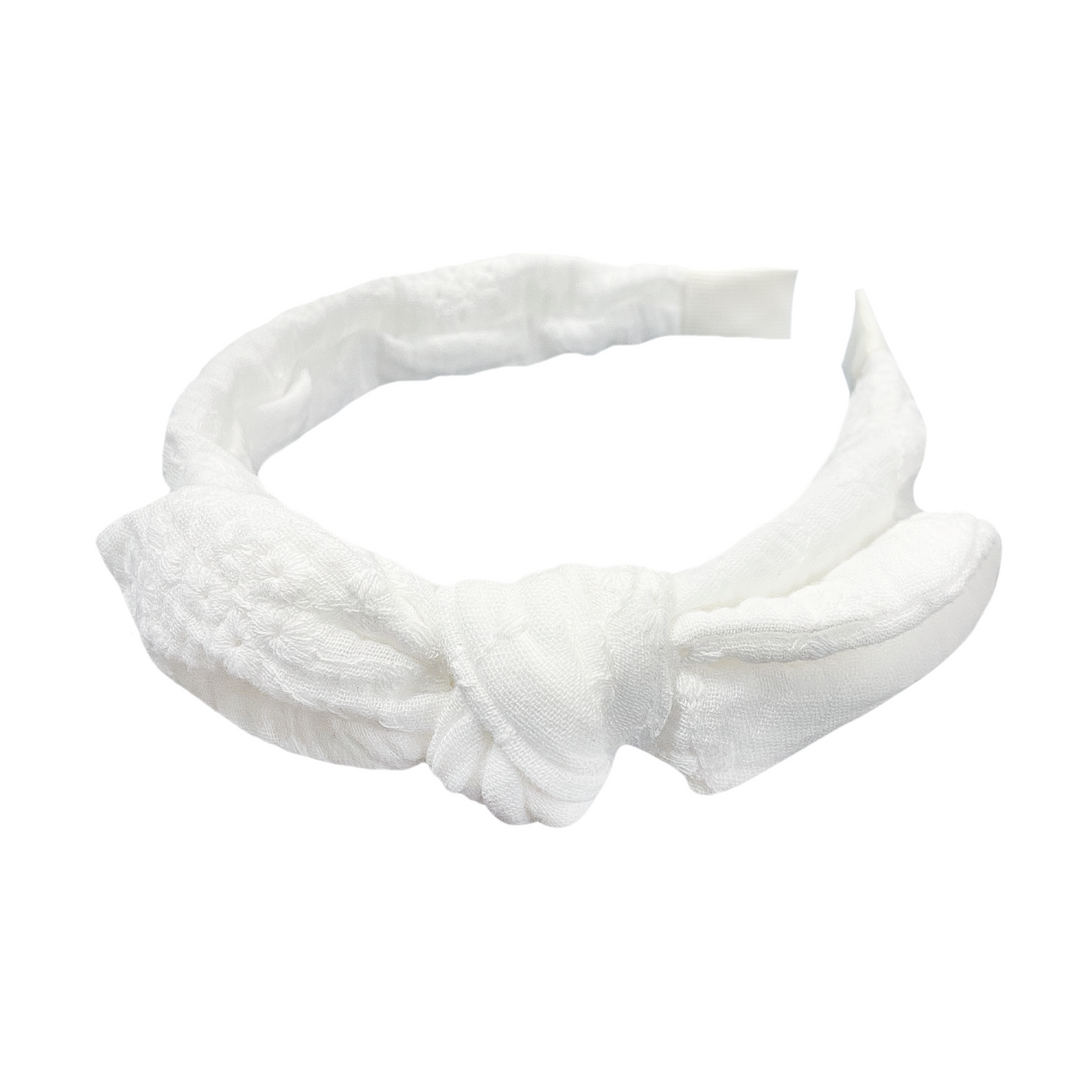 Diadema para niñas en ojalillo blanca