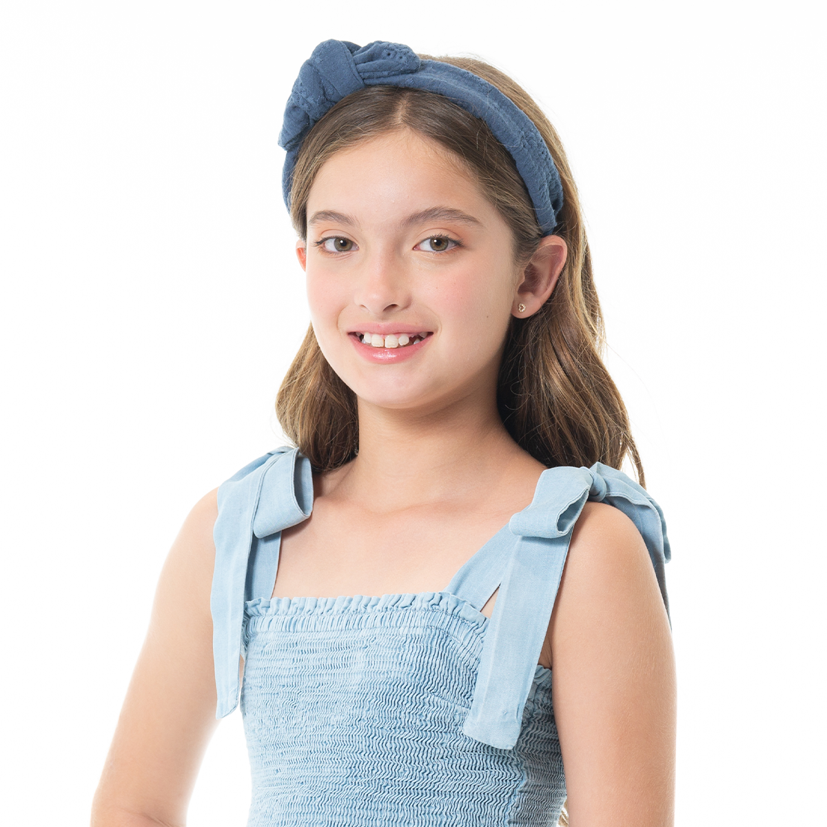 Diadema para niñas con ojales color azul oscuro