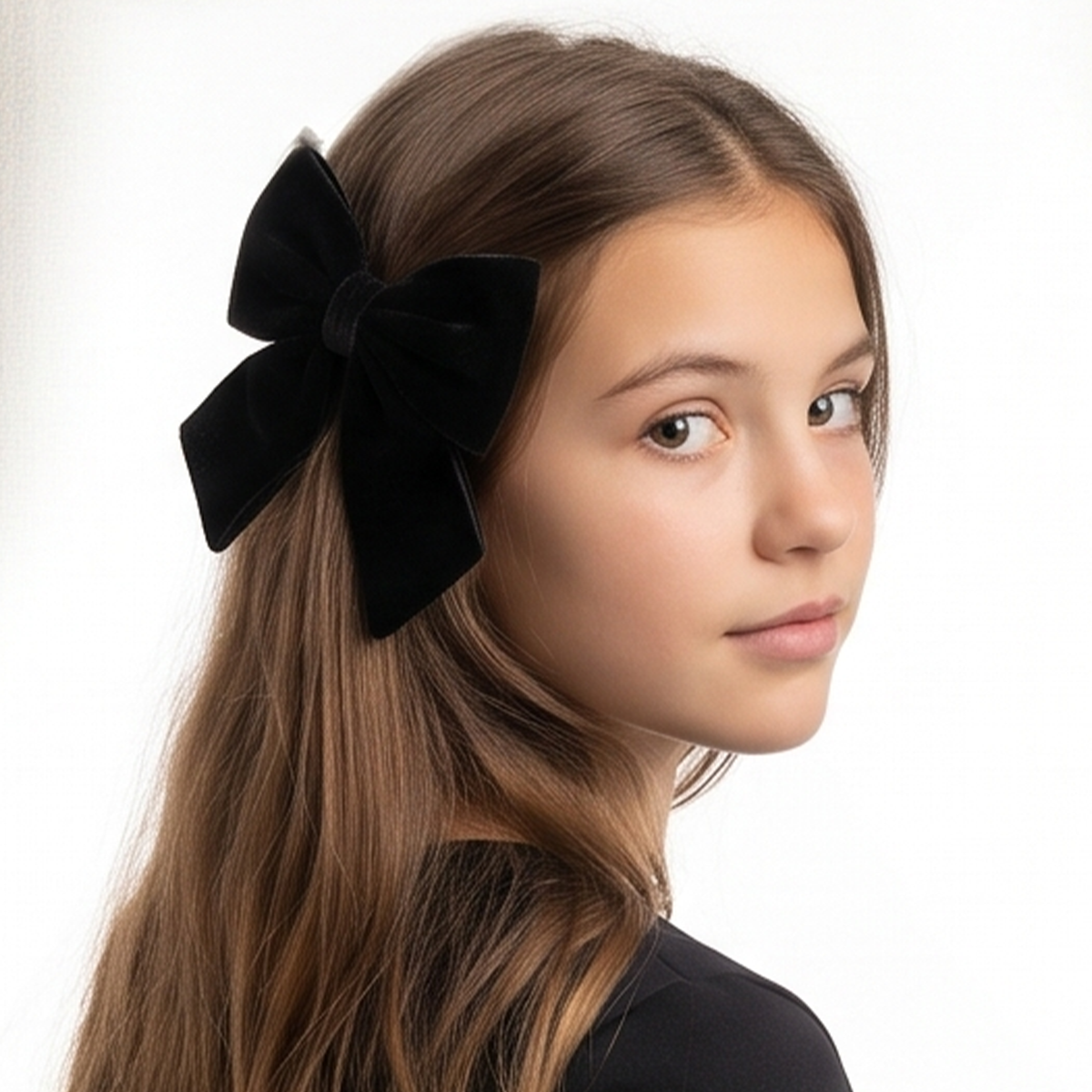 Moño para niñas magic bows en satin - Negro