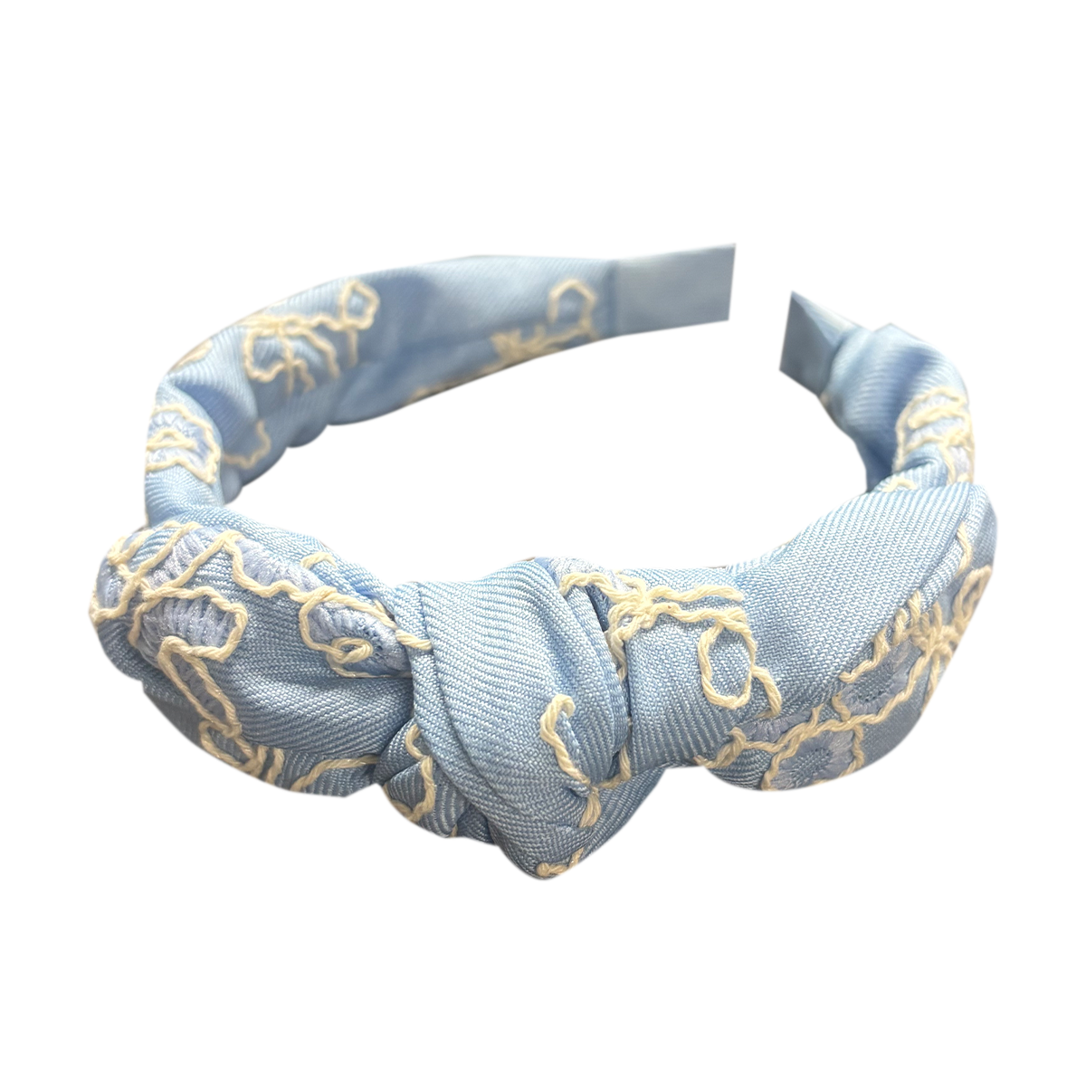 DIADEMAS PARA NIÑAS BORDADA - ESTILO DENIM CON NUDO