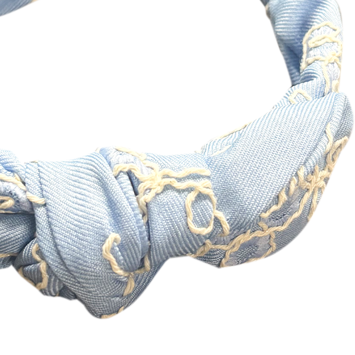 DIADEMAS PARA NIÑAS BORDADA - ESTILO DENIM CON NUDO