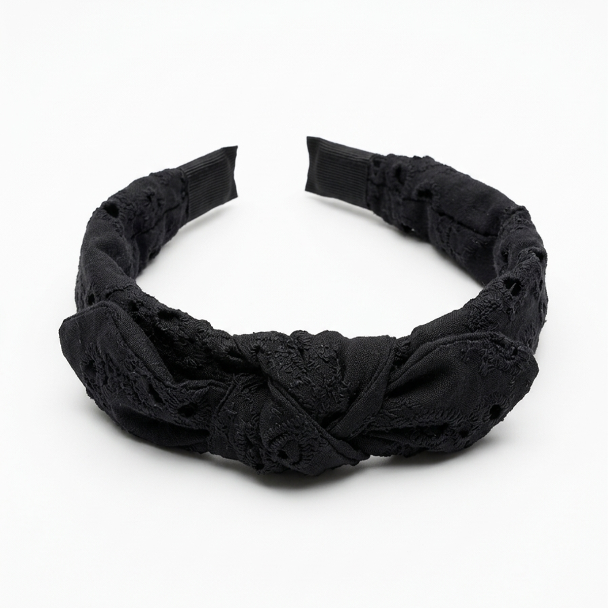 Diadema para niñas con diseño de ojalillo - Negra