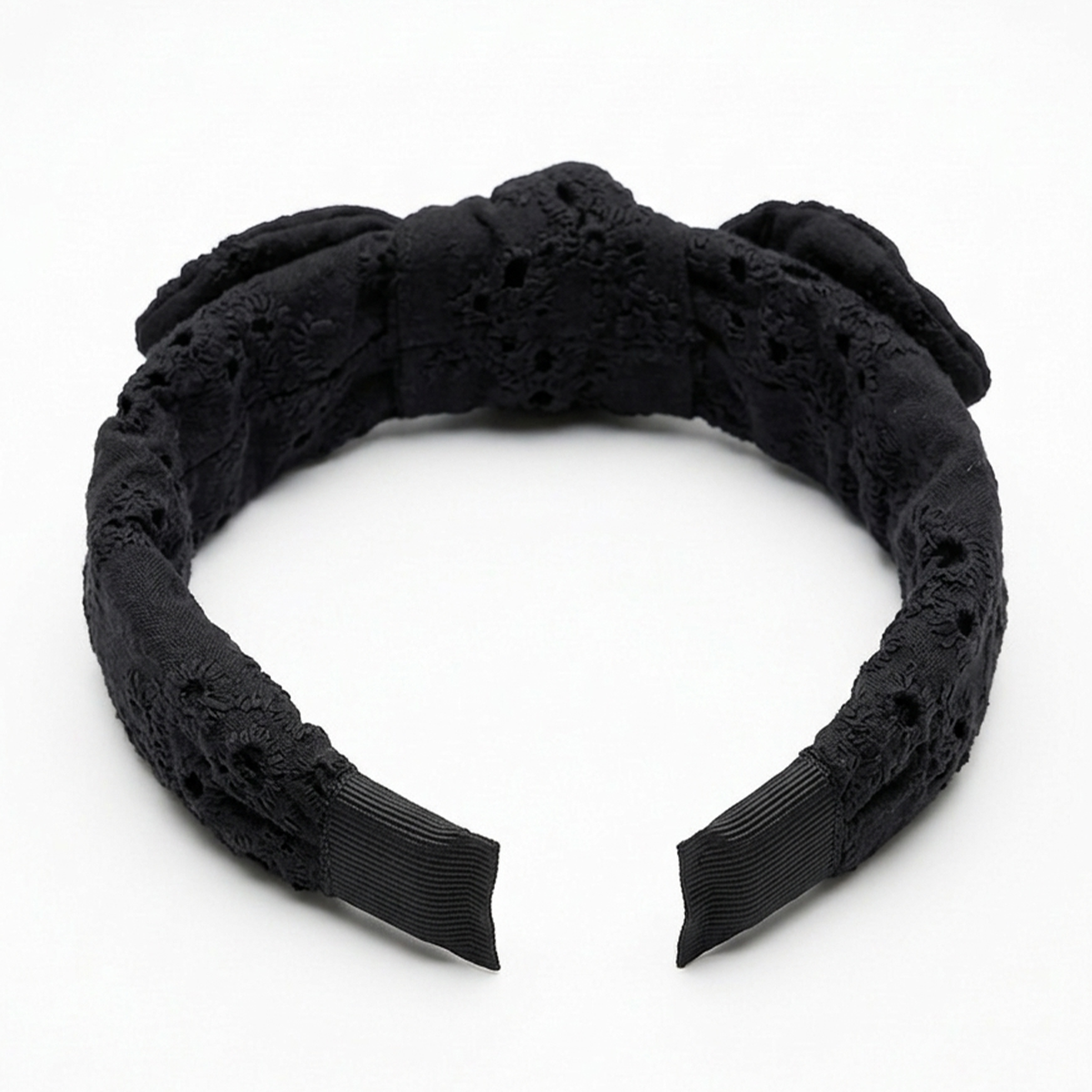 Diadema para niñas con diseño de ojalillo - Negra