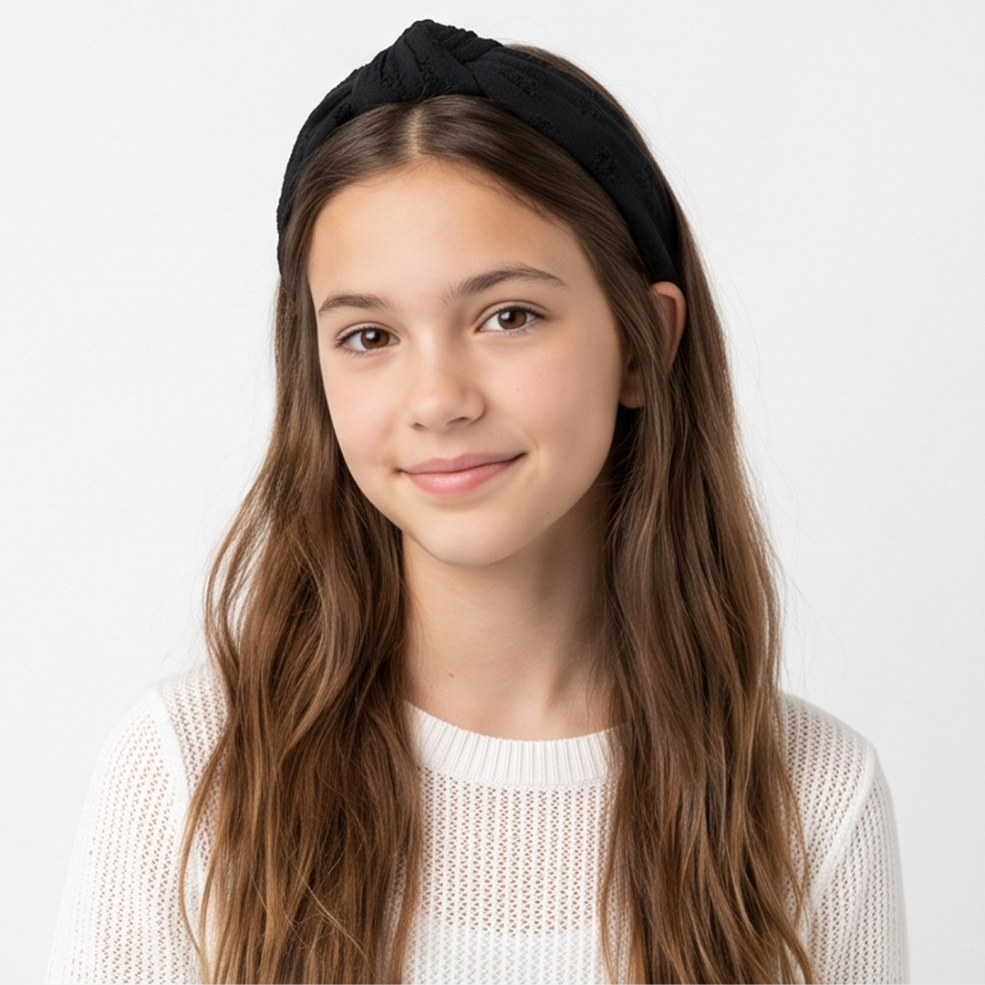 DIADEMA PARA NIÑAS DISEÑO DE OJALILLO - NEGRO