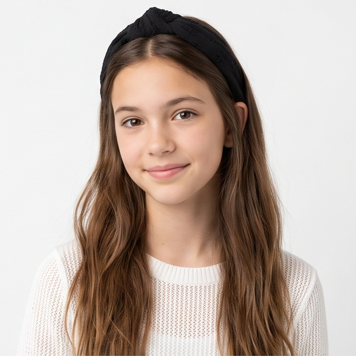 Diadema para niñas con diseño de ojalillo - Negra