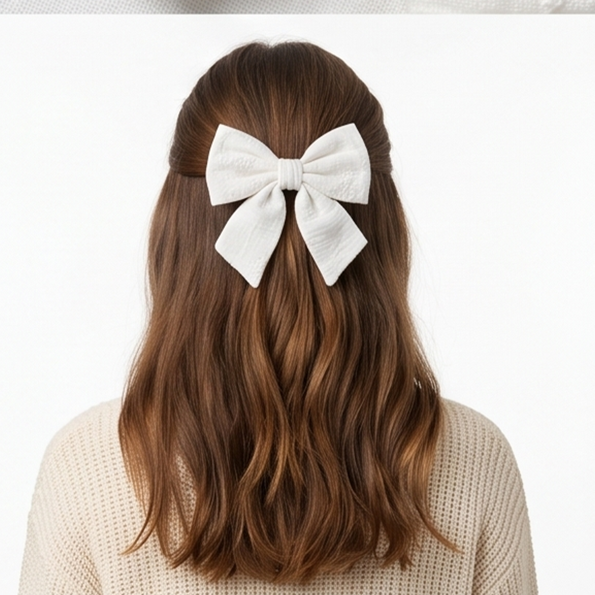 Moño para niñas magic bows bordado - Beige