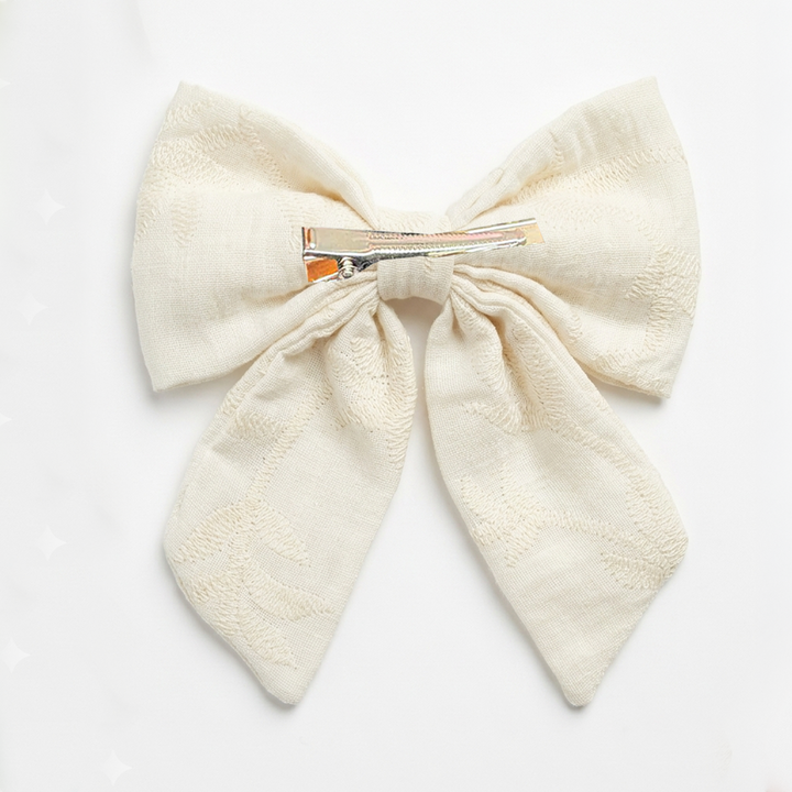 Moño para niñas magic bows bordado - Beige