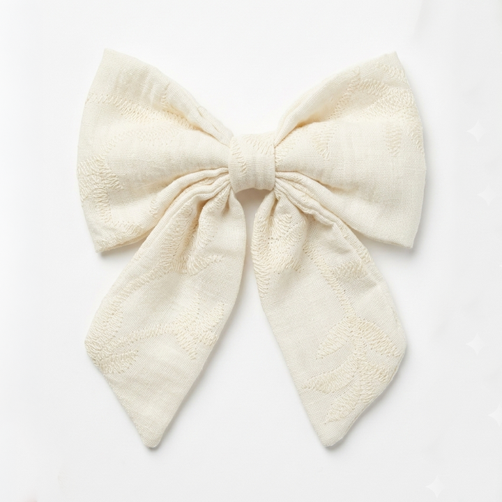 Moño para niñas magic bows bordado - Beige