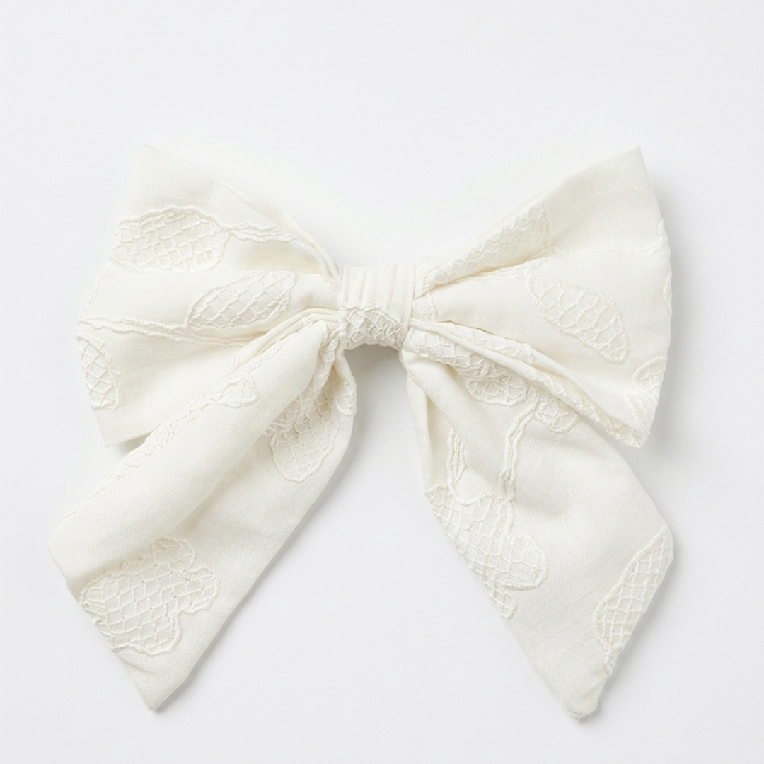 Moño para niñas magic bows bordado - Beige
