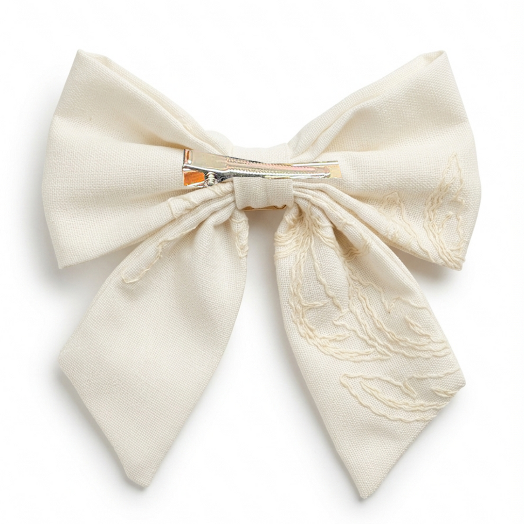 Moño para niñas magic bows bordado - Beige