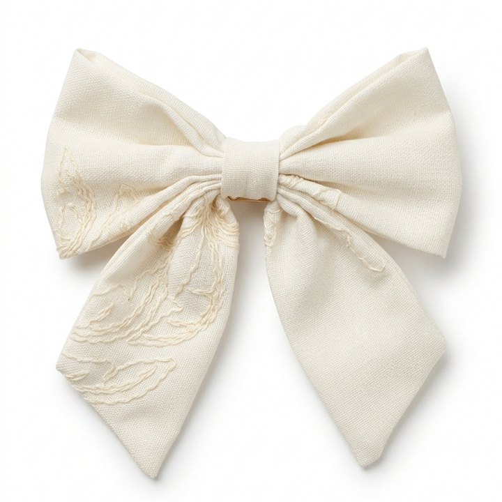 Moño para niñas magic bows bordado - Beige