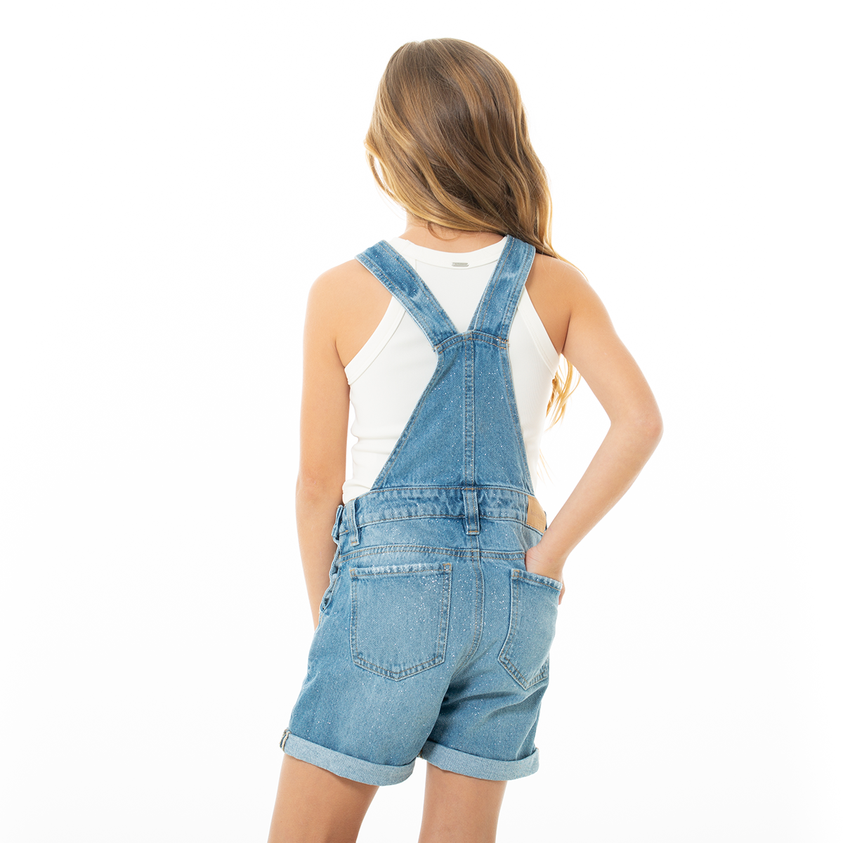 Overalls para niñas de short con glitter