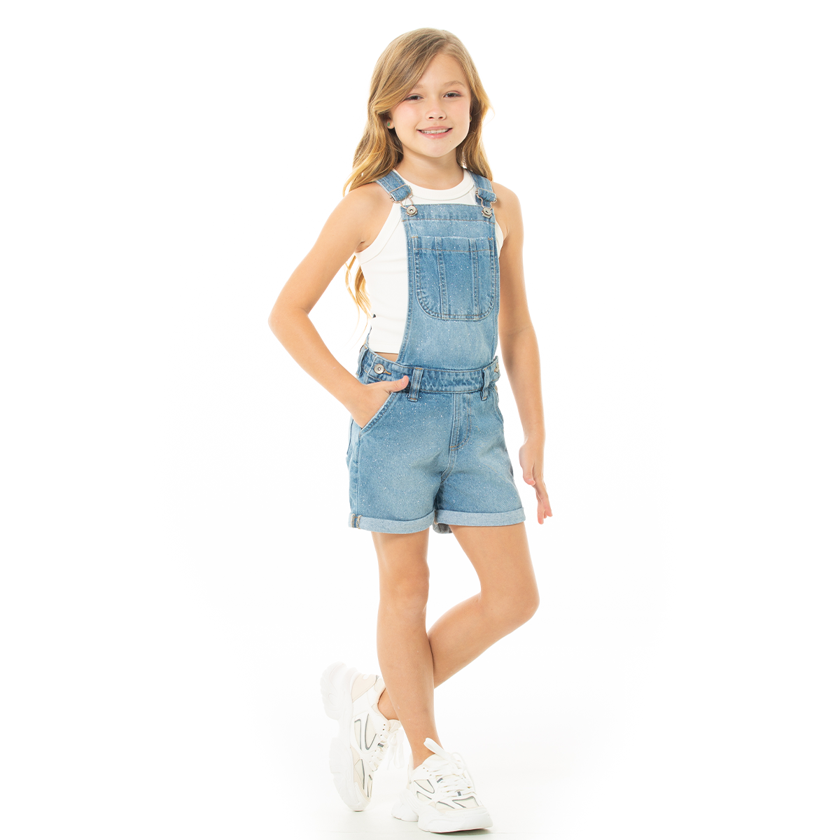 Overalls para niñas de short con glitter