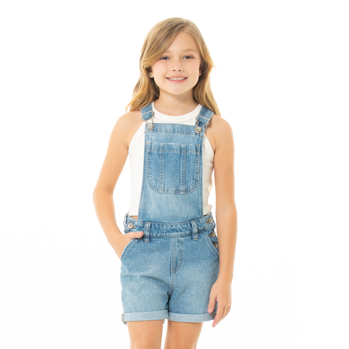 Overalls para niñas de short con glitter