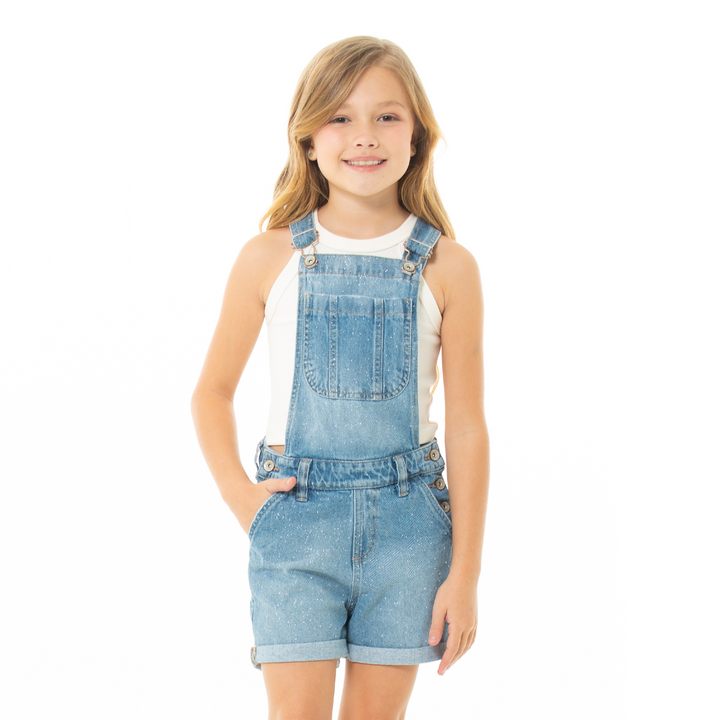 OVERALLS DE SHORT PARA NIÑAS CON GLITTER
