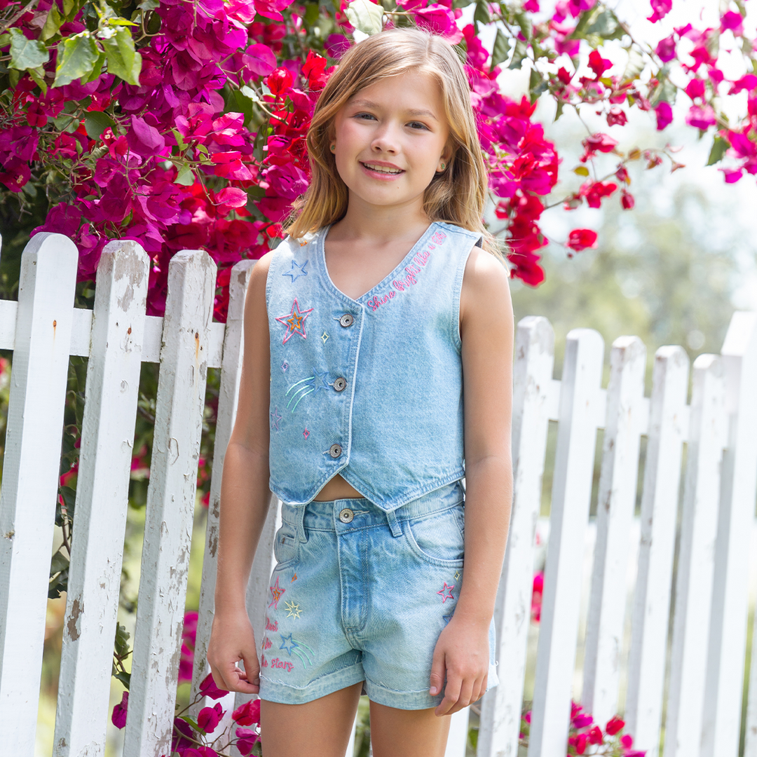 SHORT PARA NIÑAS CON BORDADOS