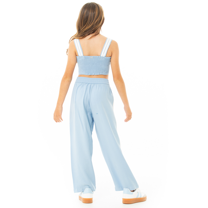 CONJUNTO PARA NIÑAS CROP TOP Y PANTALÓN -COLOR AZUL