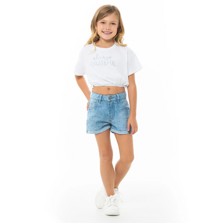 SHORT CON PIEDRAS BRILLANTES PARA NIÑAS