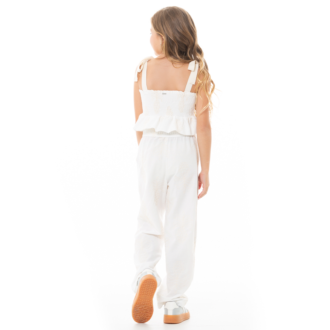 PANTALON PARA NIÑAS CON BORDADOS DE PIÑAS