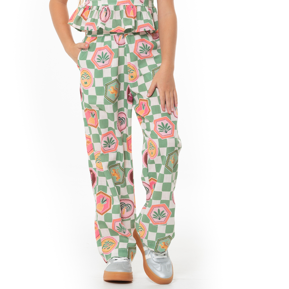 PANTALÓN PARA NIÑAS CON DISEÑO TROPICAL