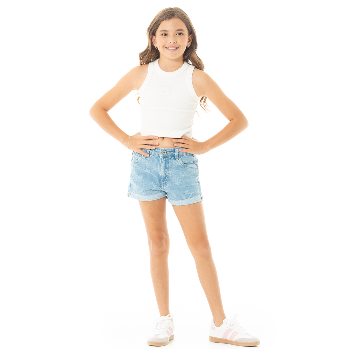 SHORT PARA NIÑAS CON ESTRELLAS EFECTO LASER