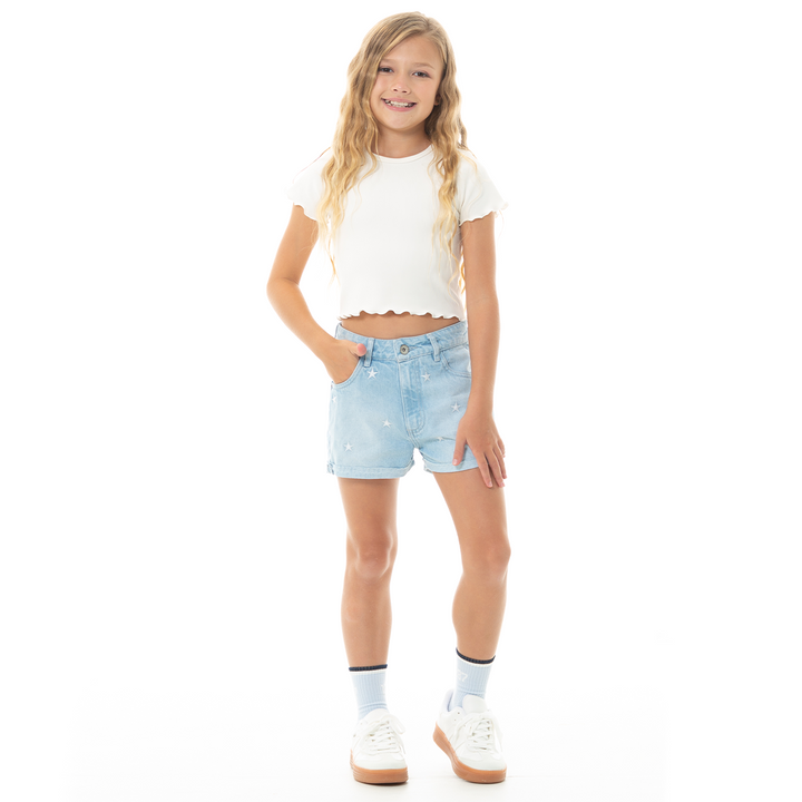 SHORT PARA NIÑAS CON ESTRELLAS BORDADAS