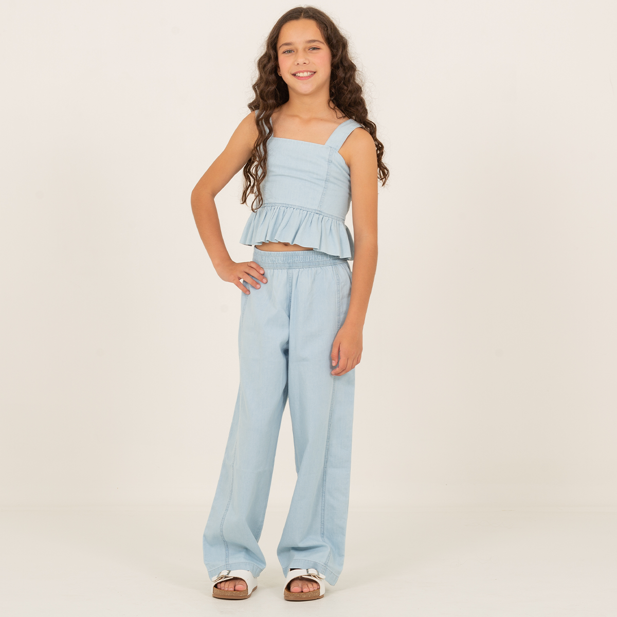 Pantalón para niñas bota recta - azul