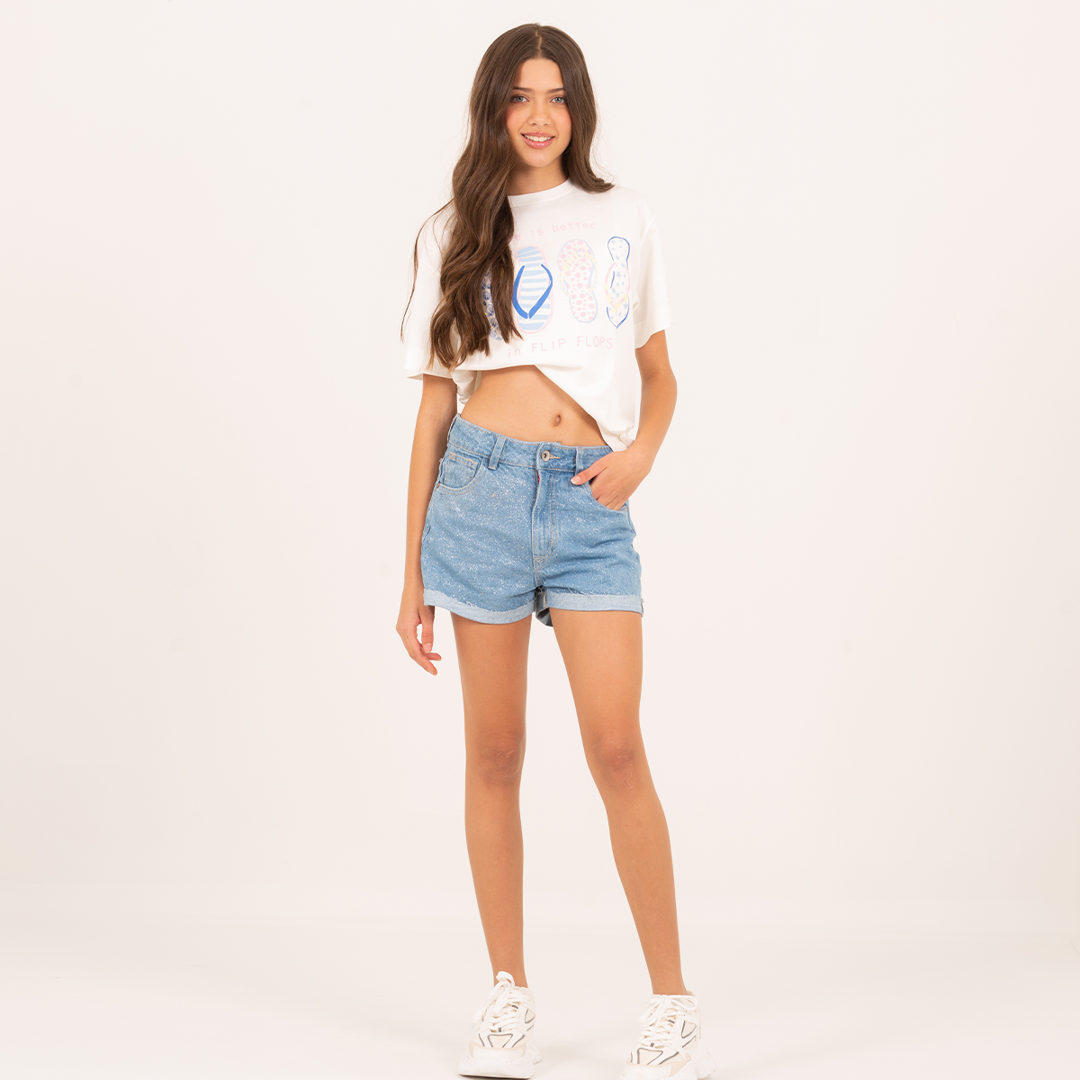 SHORT PARA NIÑAS CON DISEÑO EN GLITTER