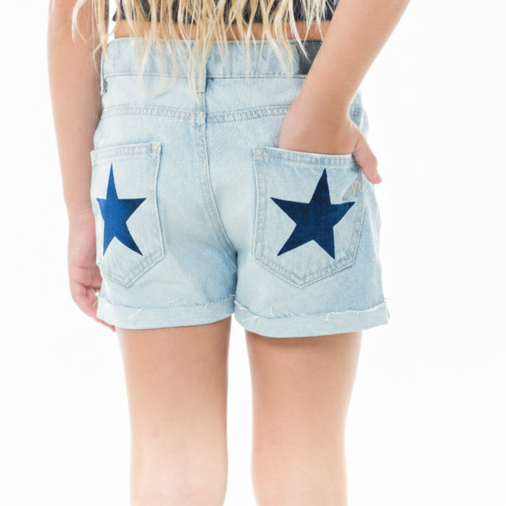 Short para niñas con estrellas efecto flock - Color azul