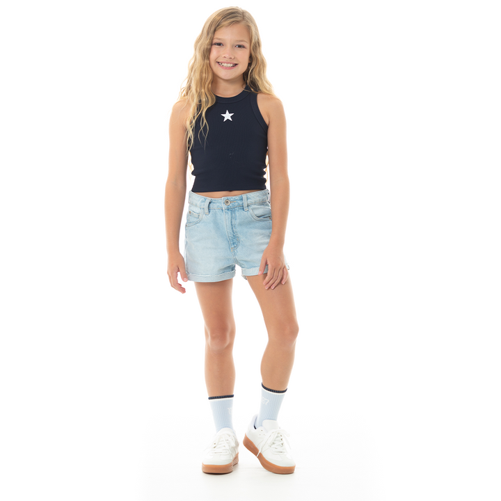 Short para niñas con estrellas efecto flock - Color azul