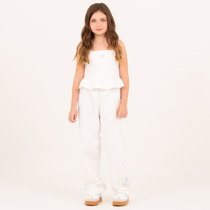 PANTALÓN RECTO BORDADO PARA NIÑAS – MARFIL