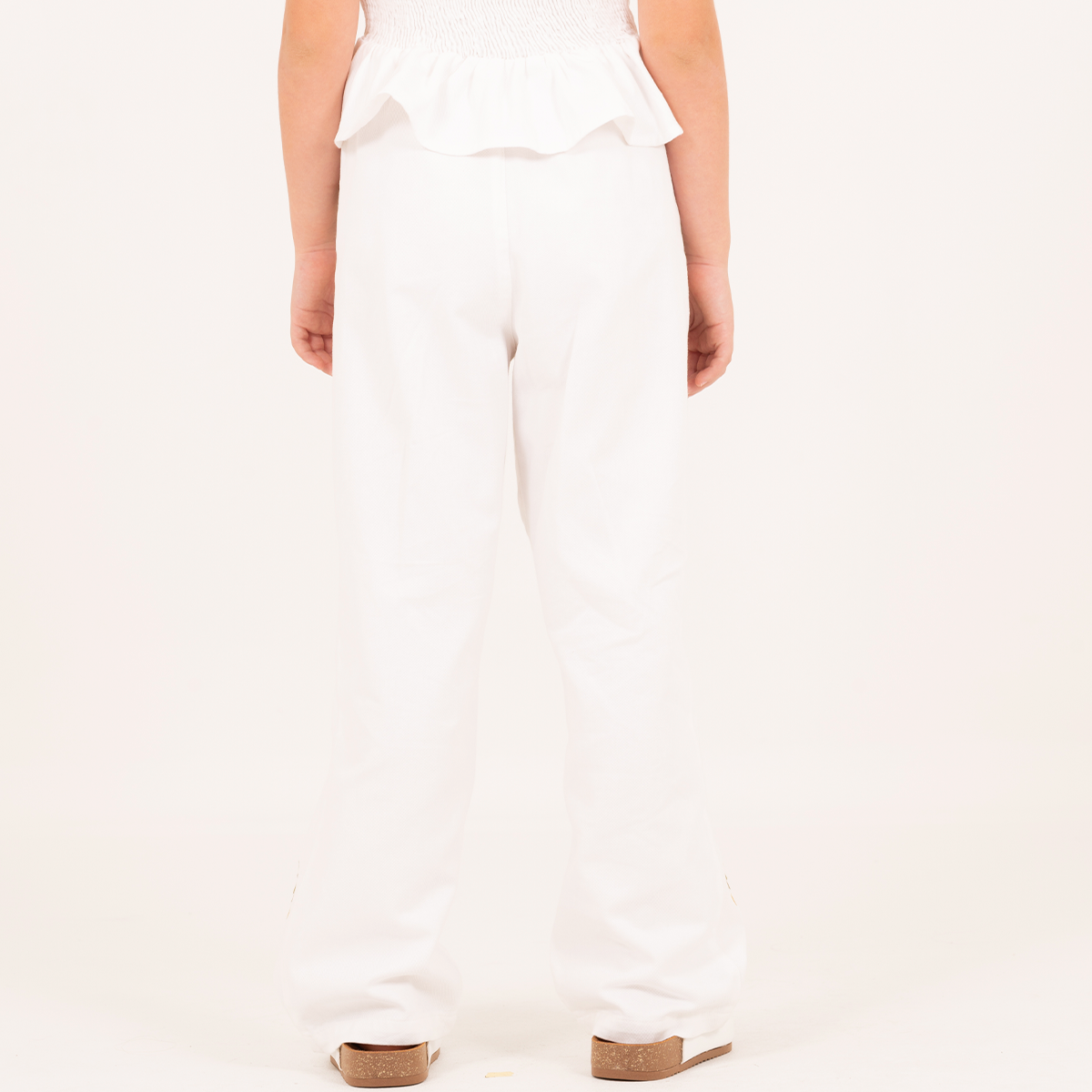 Pantalon para niñas bota recta palm stories – Off white