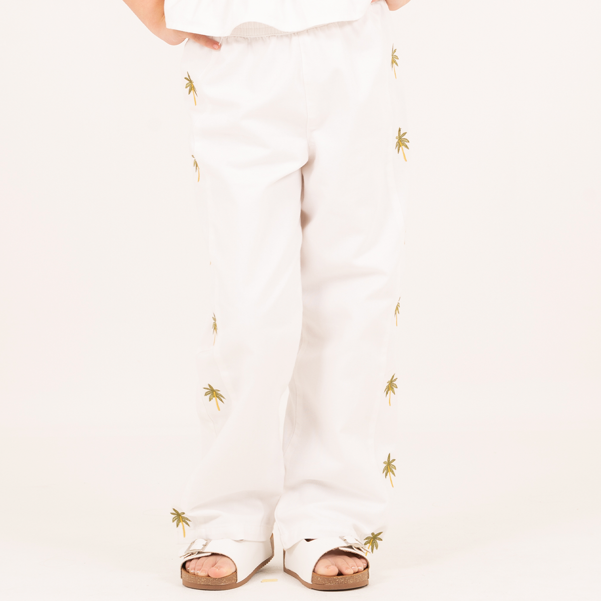 Pantalon para niñas bota recta palm stories – Off white