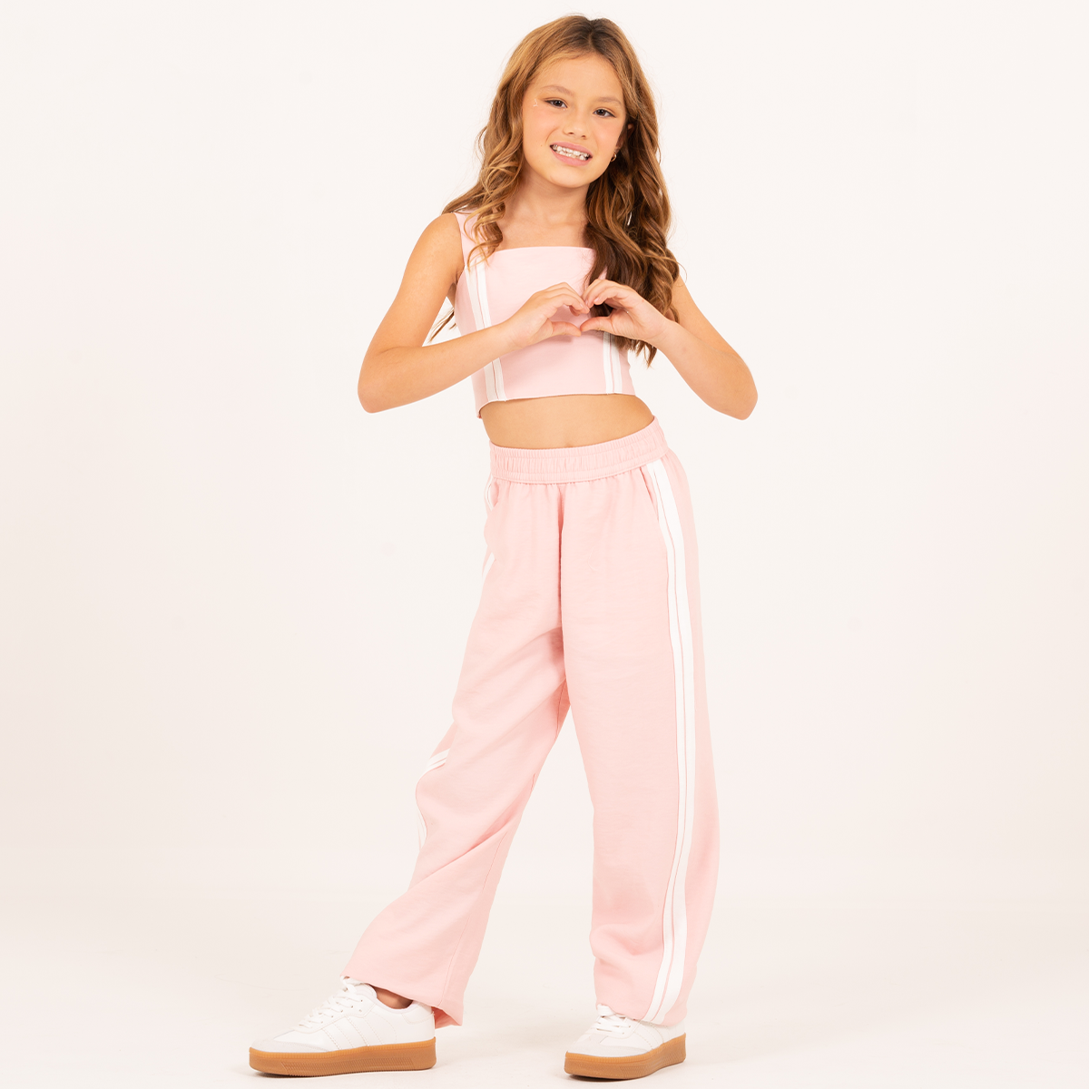 Pantalón para niñas wide leg – rosado claro