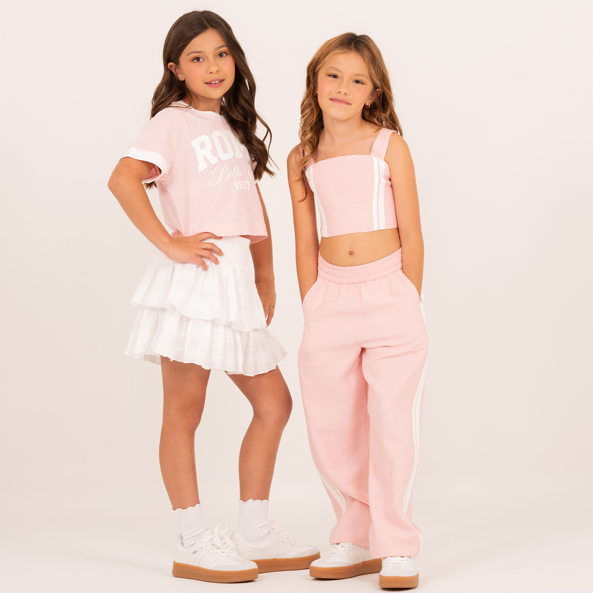 Pantalón para niñas wide leg – rosado claro