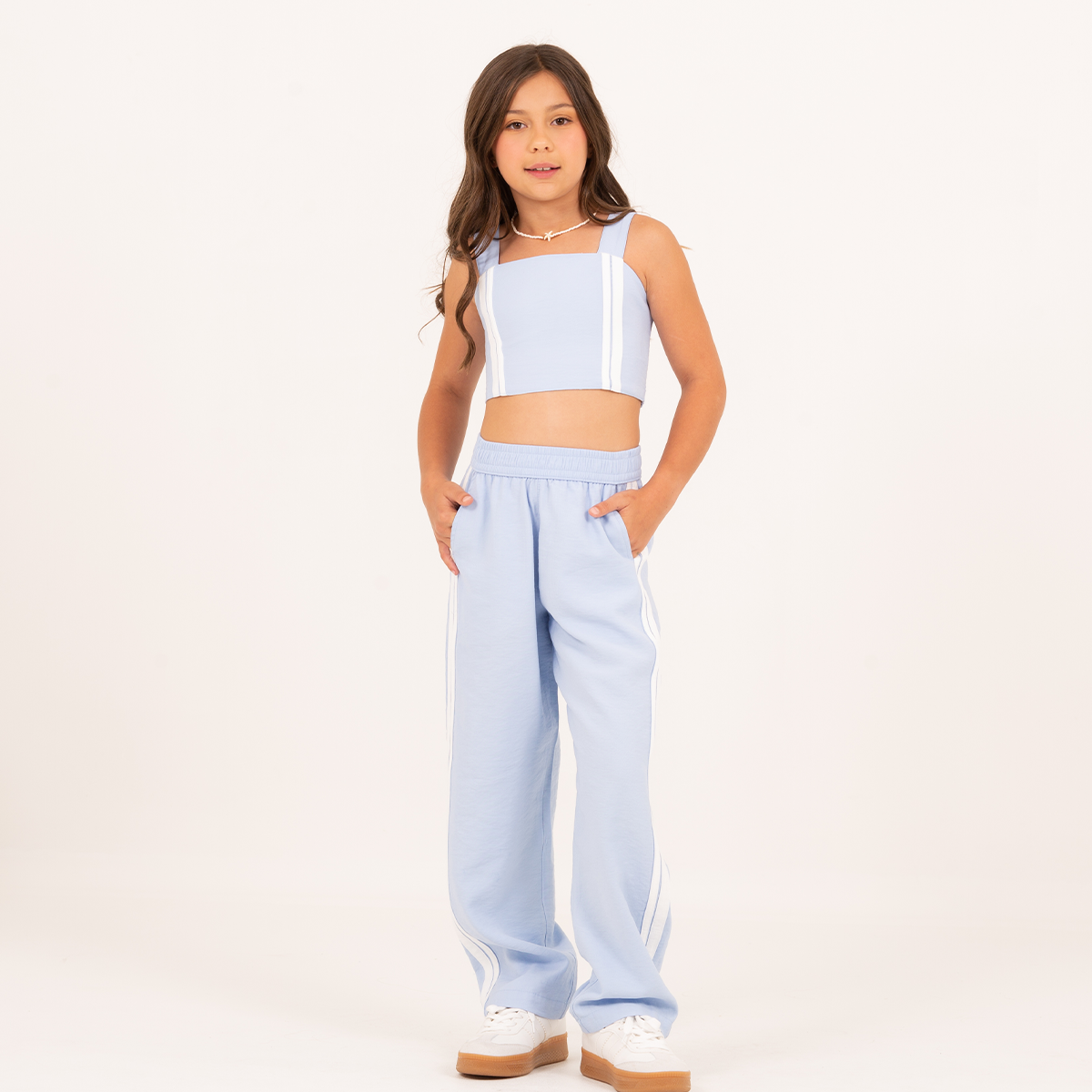 Pantalón para niñas wide leg  – azul claro
