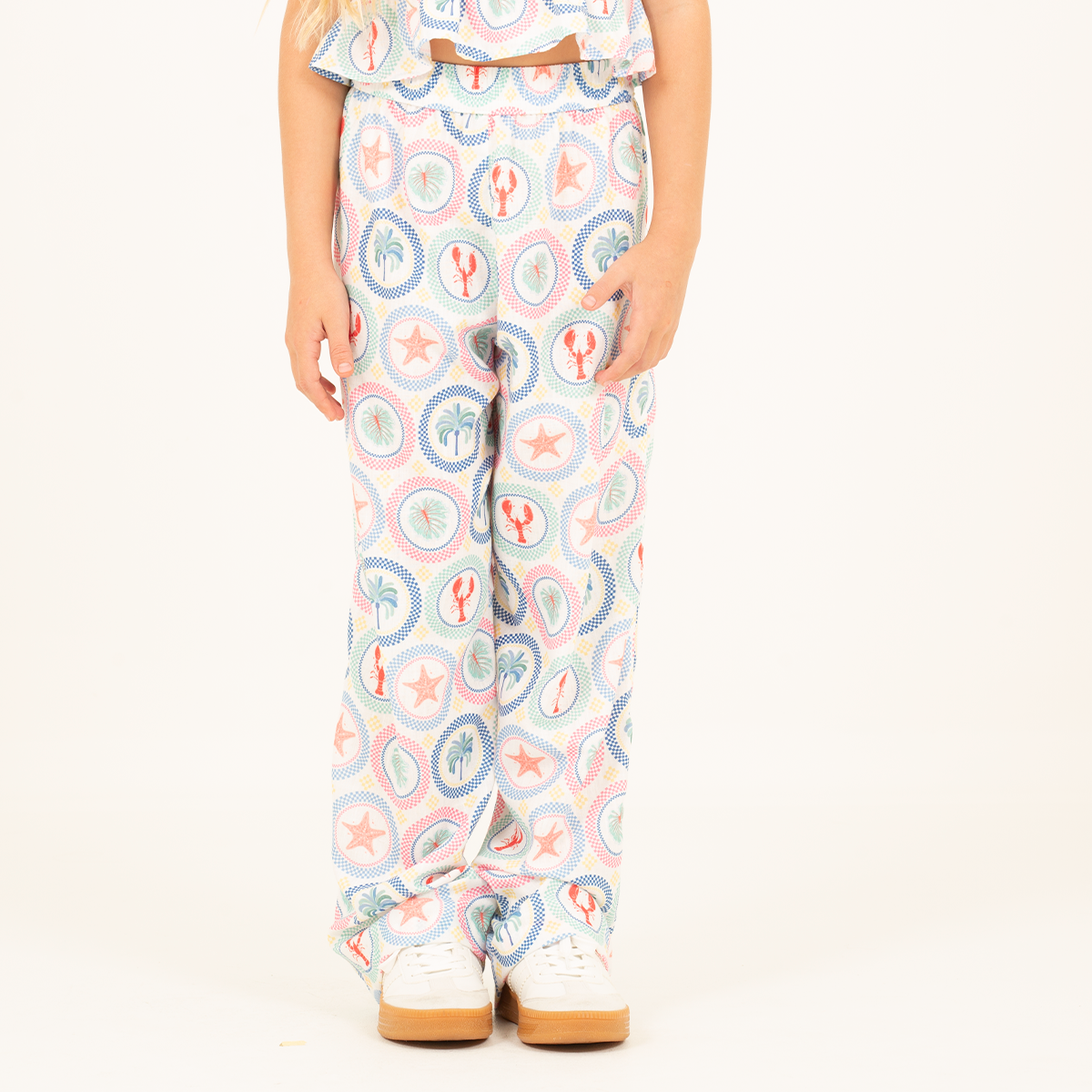 Pantalon para niñas bota recta con diseño estampado