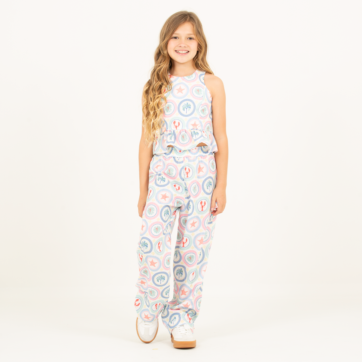 Pantalon para niñas bota recta con diseño estampado